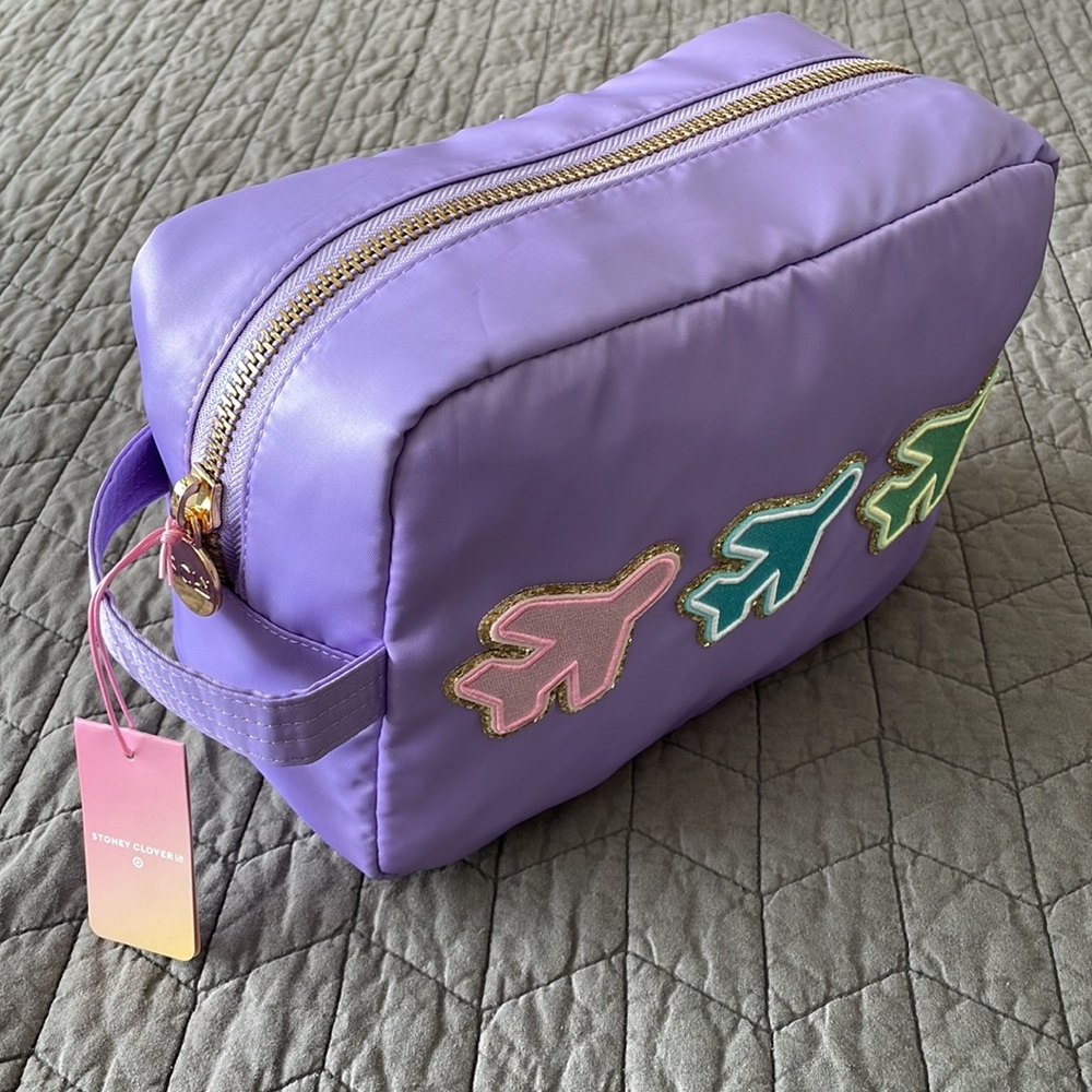 Stoney Clover Lane Airplane Patch Large Purple Pouch - Picture 8 of 8
